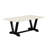 9-Piece Dinette Room Set- 8 Parson dining room chairs with Blue Linen Fabric Seat and Button Tufted Chair Back - Rectangular Tabletop Linen White & Wooden Legs - and Wire Brushed Black Finish -947457303-947457302