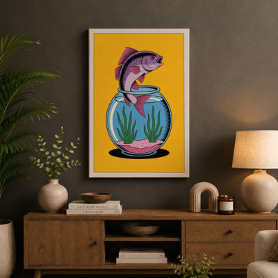 Fish in Flight Modern - Wrapped Canvas