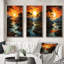 «Orange Yellow Indian Art Harmony Of», 3 pièces sur toile-1968449172-1968449165