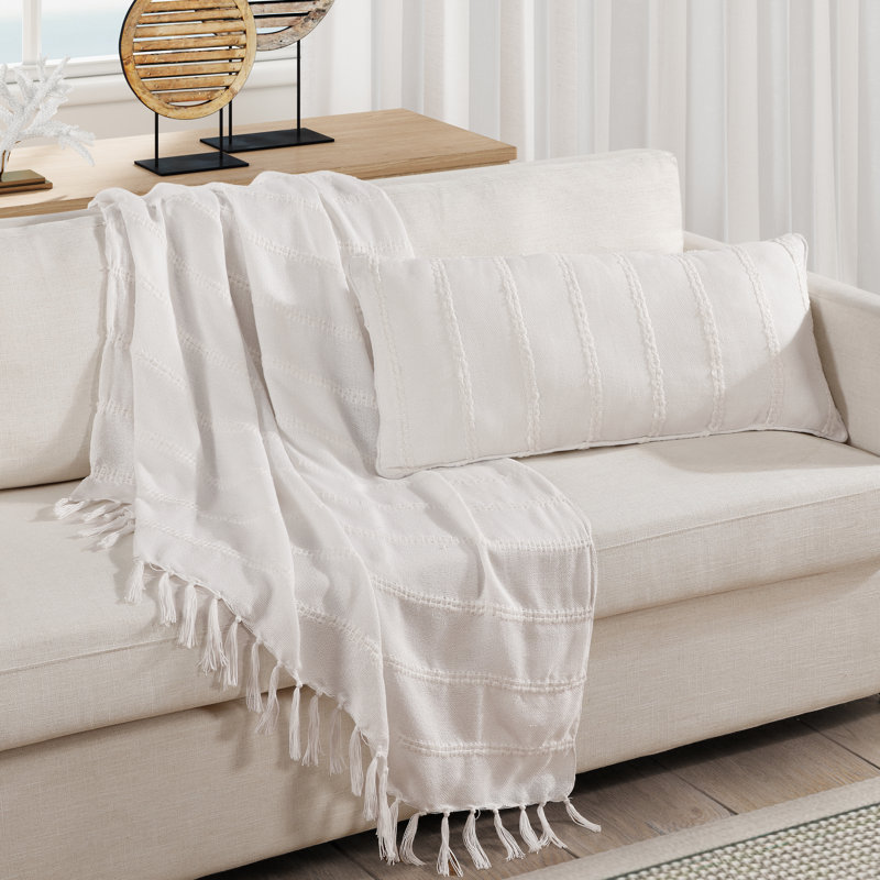 OREILLER DÉCORATIF REEF BOUDOIR, Rectangle 14"H x 30"W, White