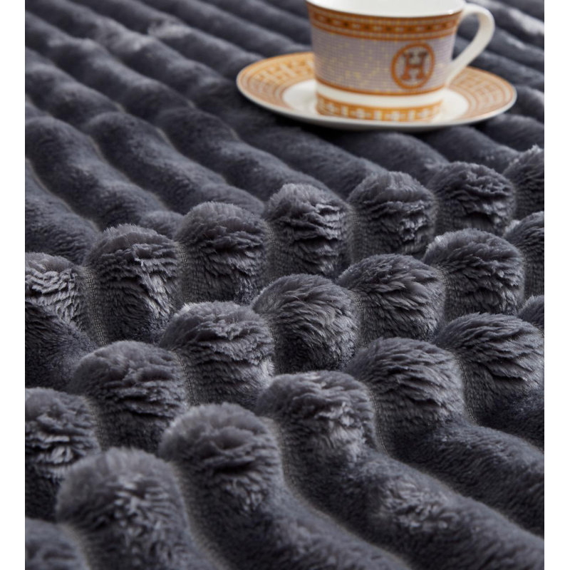 Luxury Soft Warm Ribbed Throw Faux Fur Blanket Sofa Bed Chair Fleece Small Large Machine Woven Throw Blanket, 200cm x 150cm 