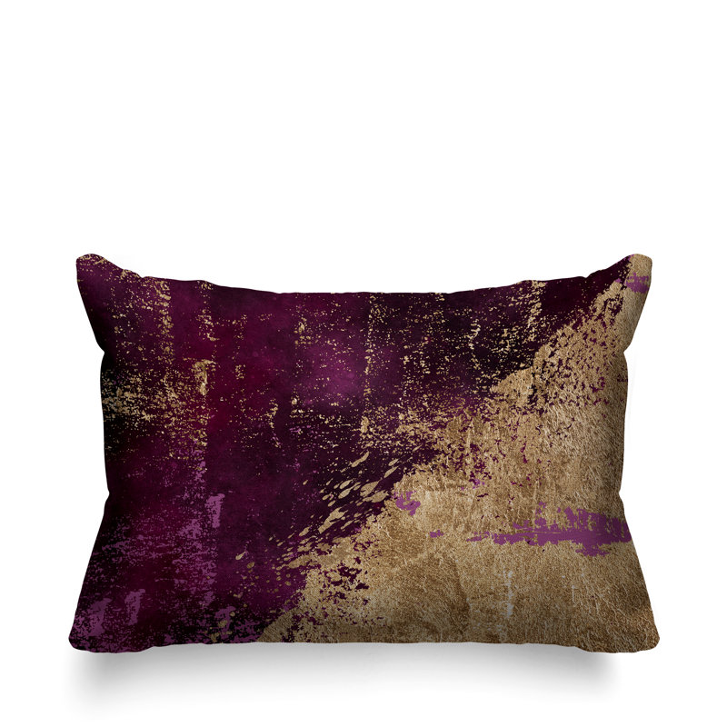 Coussin lombaire abstrait intérieur / extérieur, Mauve / or