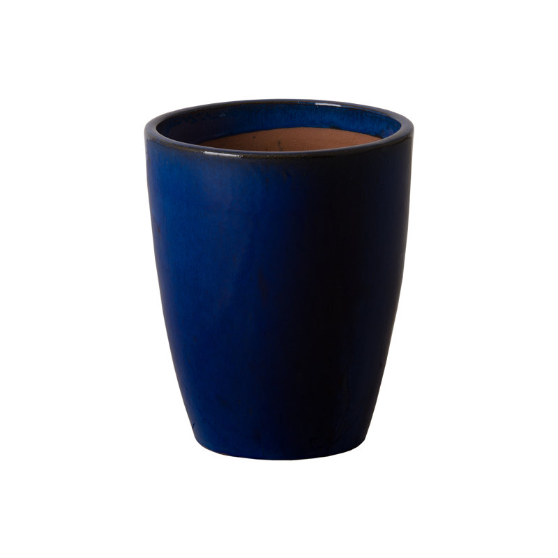 Handmade Ceramic Planter, Blue, 14" H x 11.5" W x 11.5" D