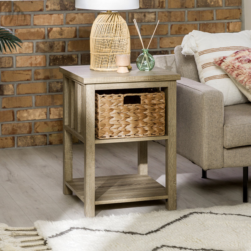 Table de bout avec rangement Knepp, Bois flottant