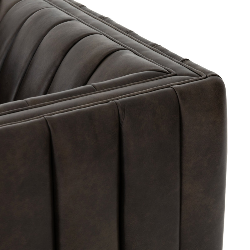 Brandt Upholstered L-Shaped Sectional, Deacon Wolf Genuine Leather, Right Hand Facing, 26.5" H x 105" W x 64" D