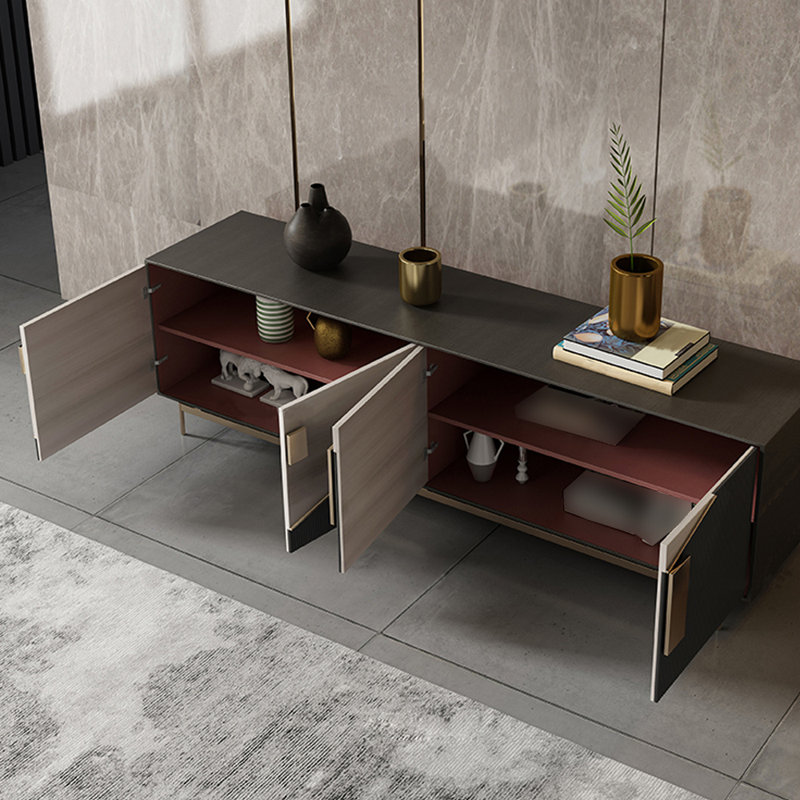 Meuble télé de luxe de style américain, Noir / gris