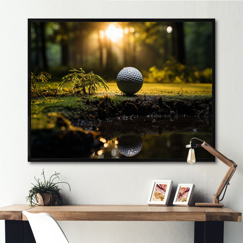 Golf Precision Putt II - Sports Canvas Art Print, H 16 po x l 32 po, Cadre flottant noir