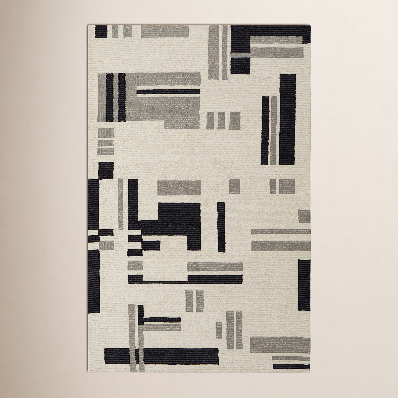 Nya Black/Ivory Rug, Rectangle 5' x 8'