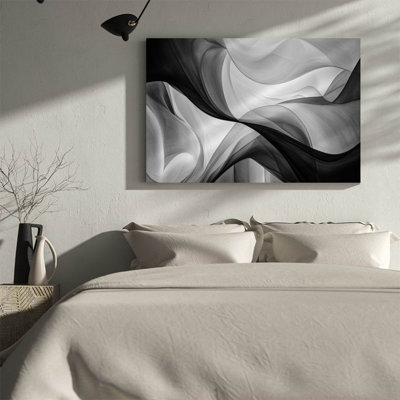 1Pc Framed Canvas Wall Art, Abstract Black and White Print Canvas Poster Painting Room Wall Decor, Ideal Gift For Bedroom Living Room Hallway Dorm, Ready To Hang, 2D Flat
