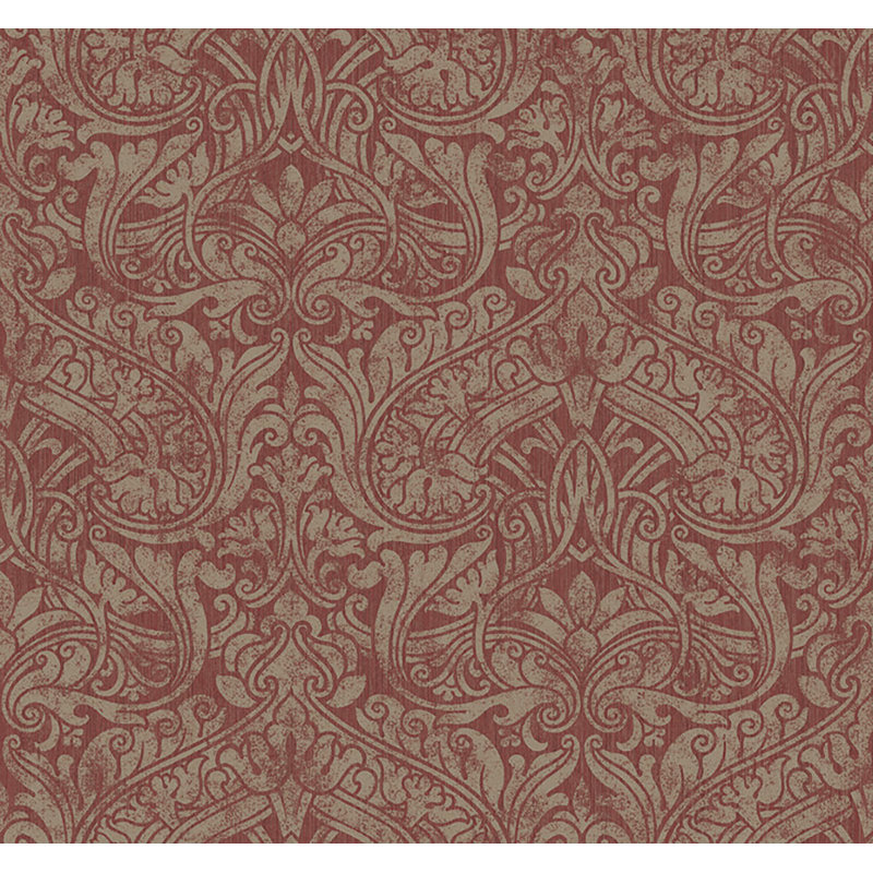  Papier peint damassé Twain Designs, Cerise métallique / gris anthracite
