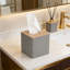 Couvre-boîte à mouchoirs carré moderne, porte-mouchoirs décoratif pour salle de bain, salon, bureau et voiture, design minimaliste avec finition texturée
