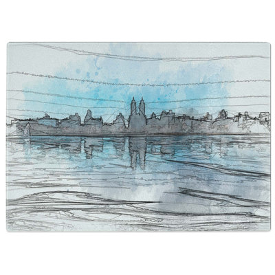 Tempered Glass View of New York in Abstract Chopping Board