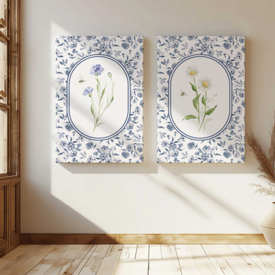 Buzzing Blue Blooms, Set of 2 Prints