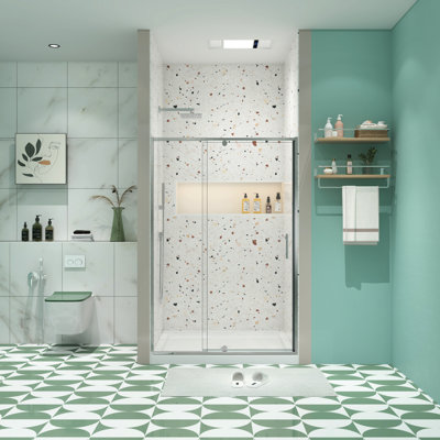 Pivot Swing Shower Enclosure With 1/4" Tempered Glass, 50 - 54" W X 71" H, Finish, Quick And Easy Installation, Left Right Universal, Leak Proof Design Glass Bathroom Door, Look, Function, Install