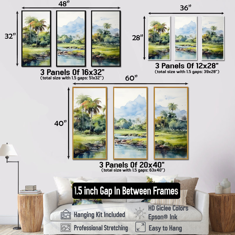 Paysage indonésien - Art mural Indonésie, Cadre flottant blanc, H 28 po x l 36 po