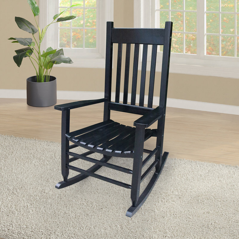 Chaise berçante en bois noir sans passe-partout, Noir