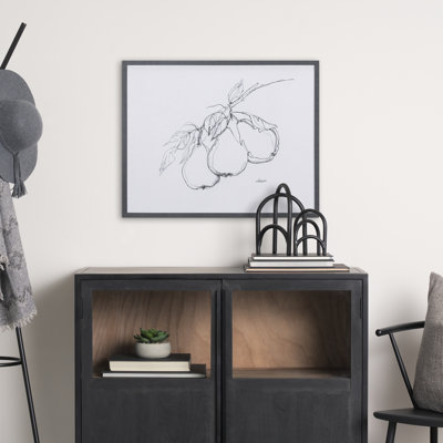 Fruit Sketch Pear a Hand Embelished Textured Framed Art Print