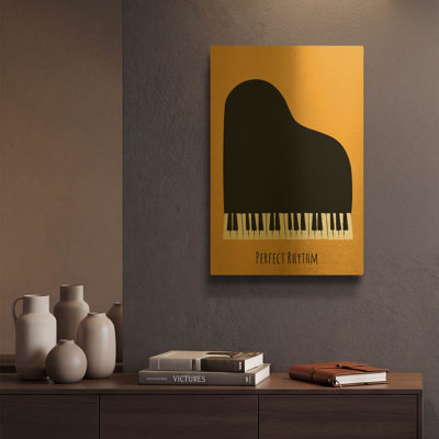 «Piano» par Ayse, art mural en métal doré, 12 po x 16 po