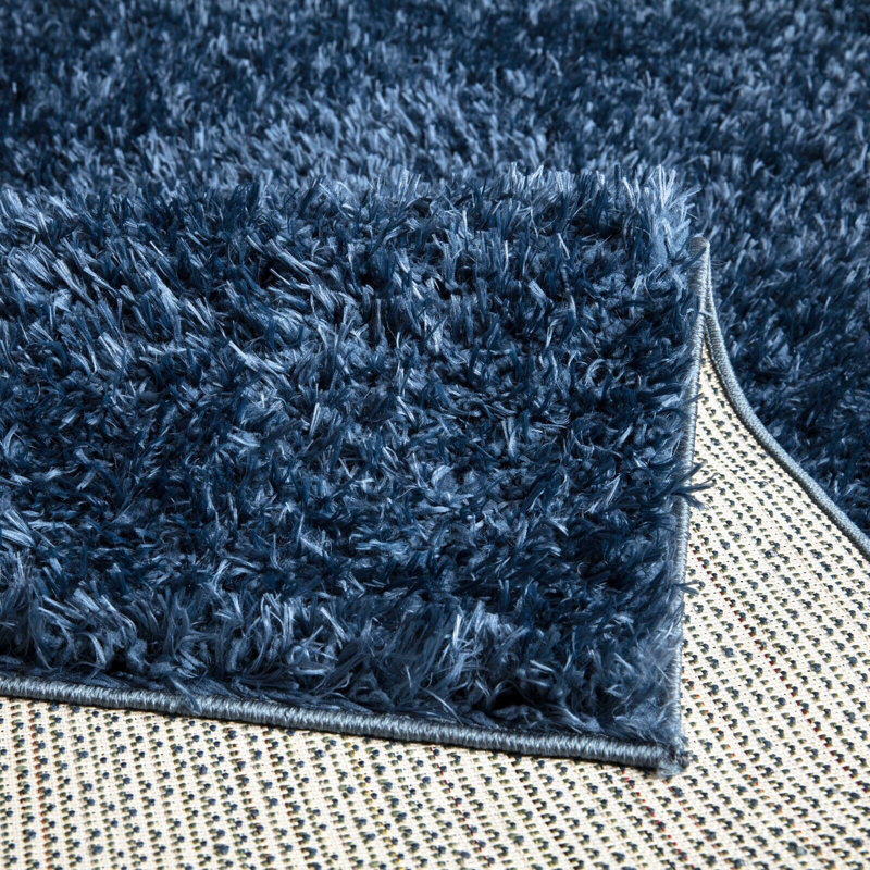 Oslo Blue Shaggy Area Rug – Soft Polyester Carpet for Living Room & Bedroom, Hallway Runner & Mat, Rectangle 50 x 80cm