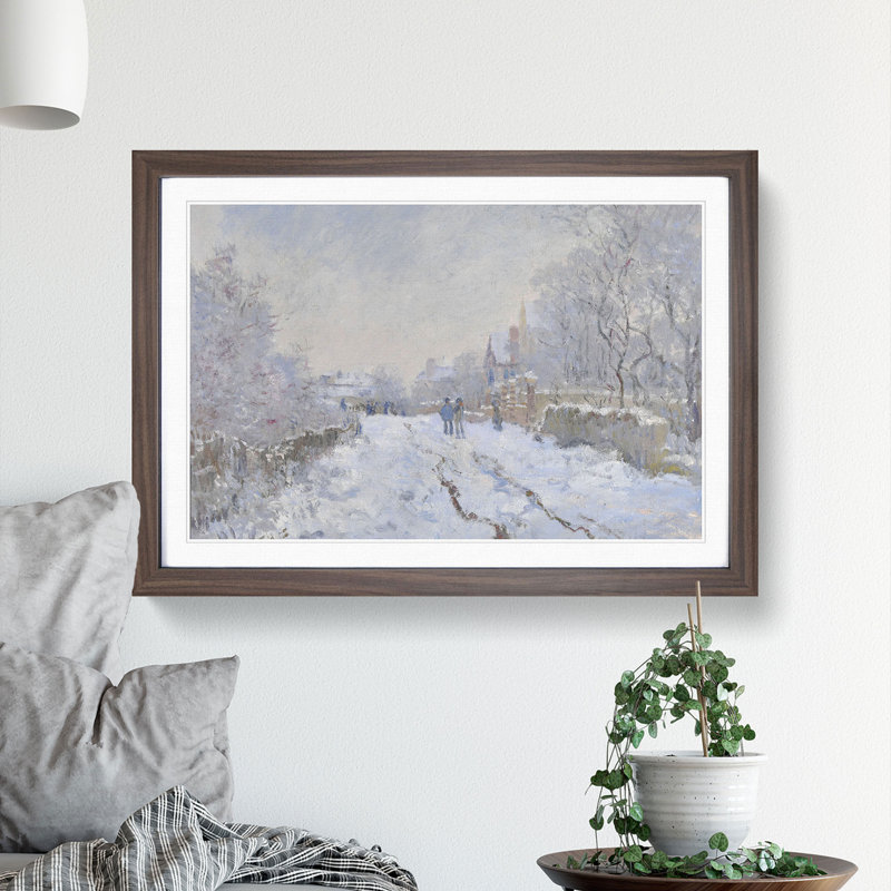 Snow at Argenteuil by Claude Monet - Picture Frame Painting, 36cm H x 48cm W x 2cm D, Walnut Framed