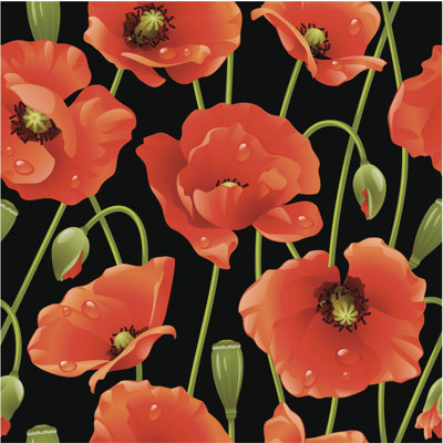 Philadelphia Seamless Background With Poppies by Denis13 - Wrapped Canvas Print