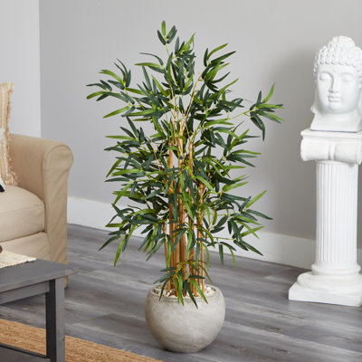 48'' Faux Bamboo Tree in Stone Planter