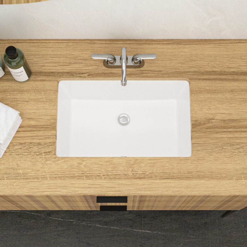 Lavabo de salle de bain rectangulaire en céramique avec trop-plein 13 "Go Peak Track