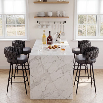  Modern Swivel  Counter Stool & Bar Stool with Hand-woven backrest
