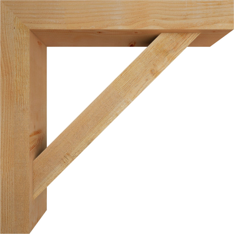 Traditional Block Bracket w/ Offset Brace, 32 x 32, 6"W Douglas Fir (Rough Sawn)