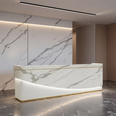Elegant Modern Front Desk and Retail Counter with Built-in Storage – Perfect for Contemporary Retail and Office Spaces