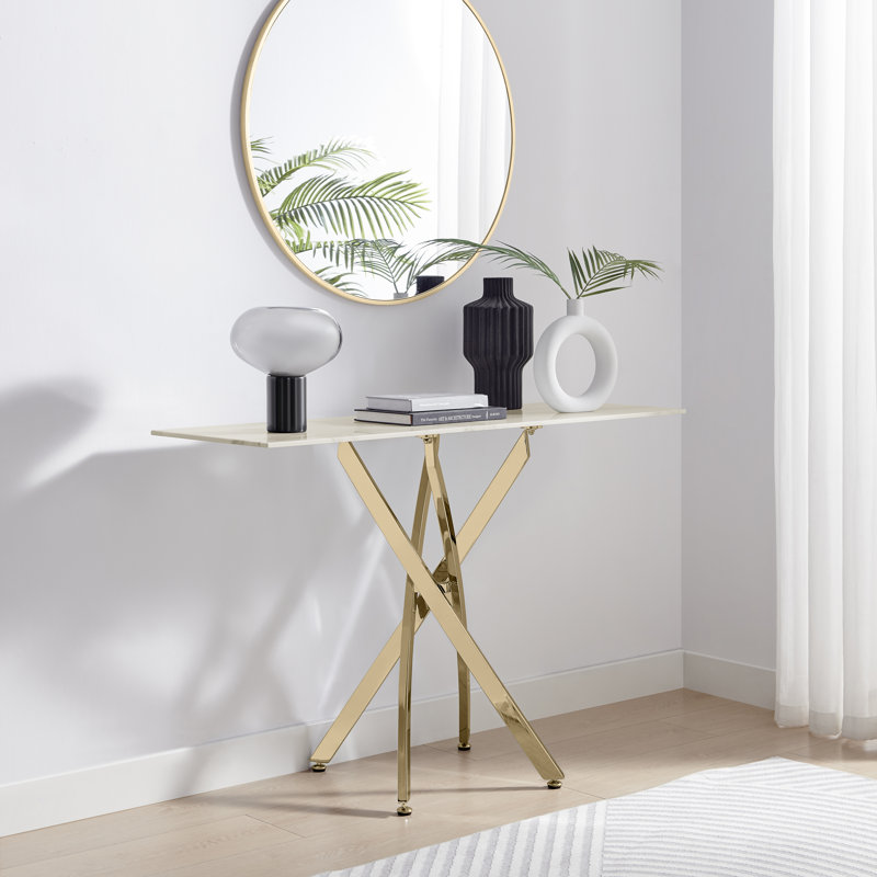 Console Atal Marble, Blanc / Blanc, Doré