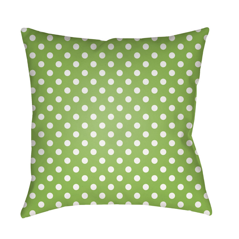 Dottie Polka Dots Throw Pillow, 20" H x 20" W x 3.5" D, Green