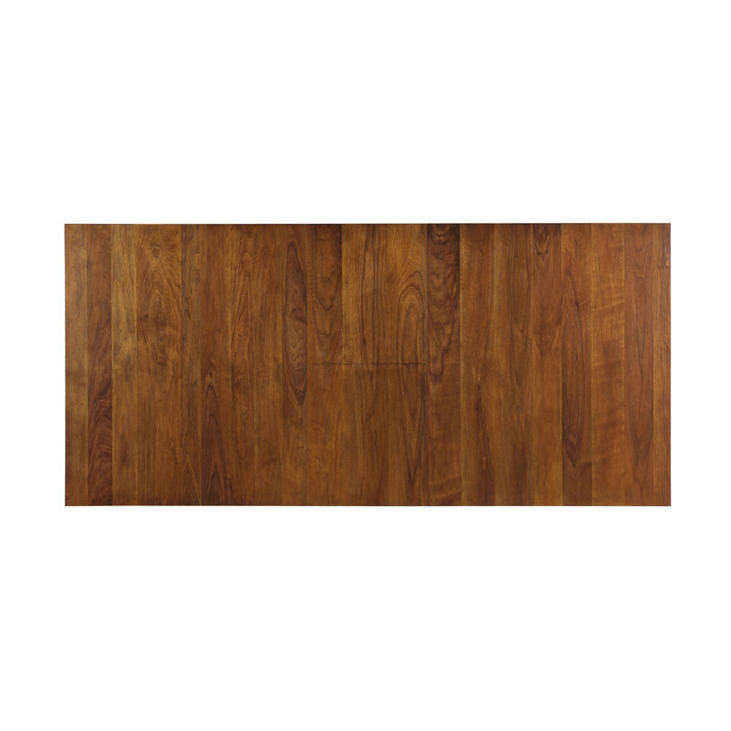 Table rectangulaire en noyer et tréteaux