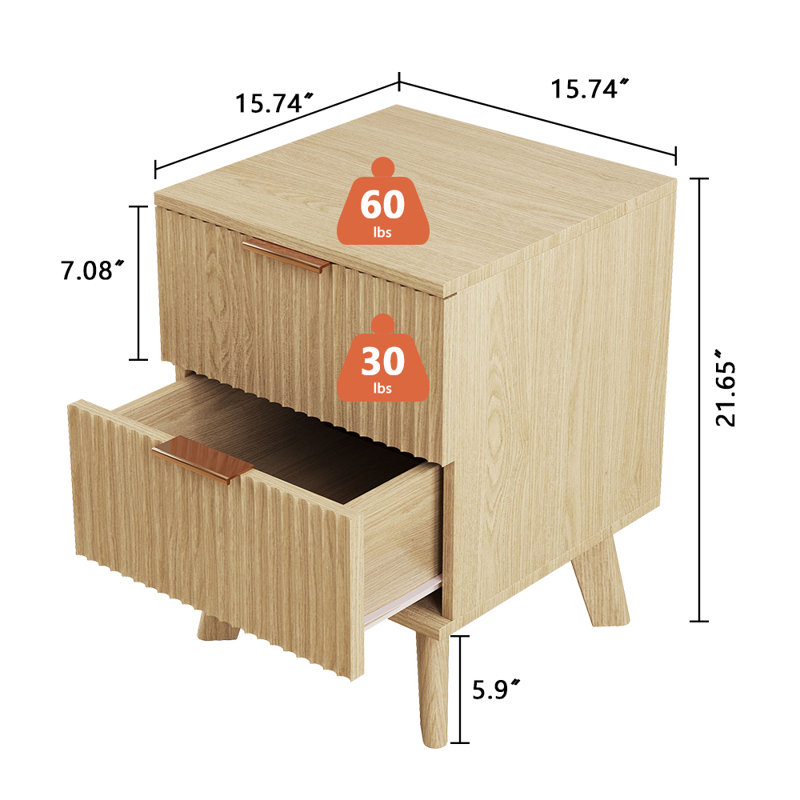 Jahgeer 15.7'' W Nightstand, Natural
