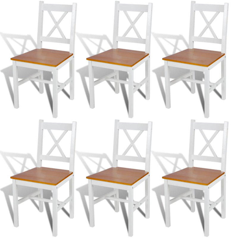 Chaise de salle à manger, Blanc / Brun, 6