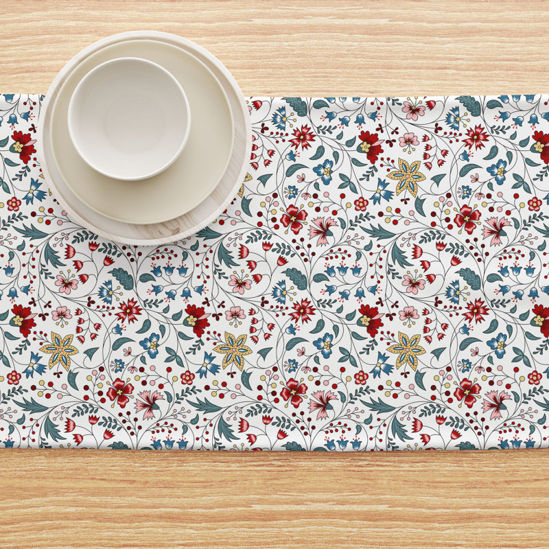 Table Runner, 100% Cotton, 16X72", Botanical Doodles, 108" L x 16" W