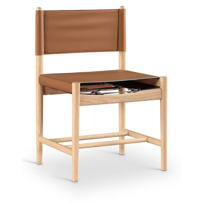 Chaise rembourrée en cuir Rawlins, Cuir cognac végétalien, Naturel