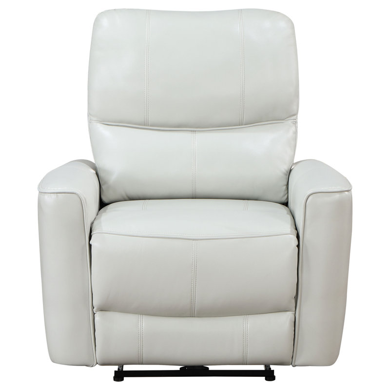 Fauteuil inclinable électrique capitonné Rivkin gris tourterelle, Similicuir blanc