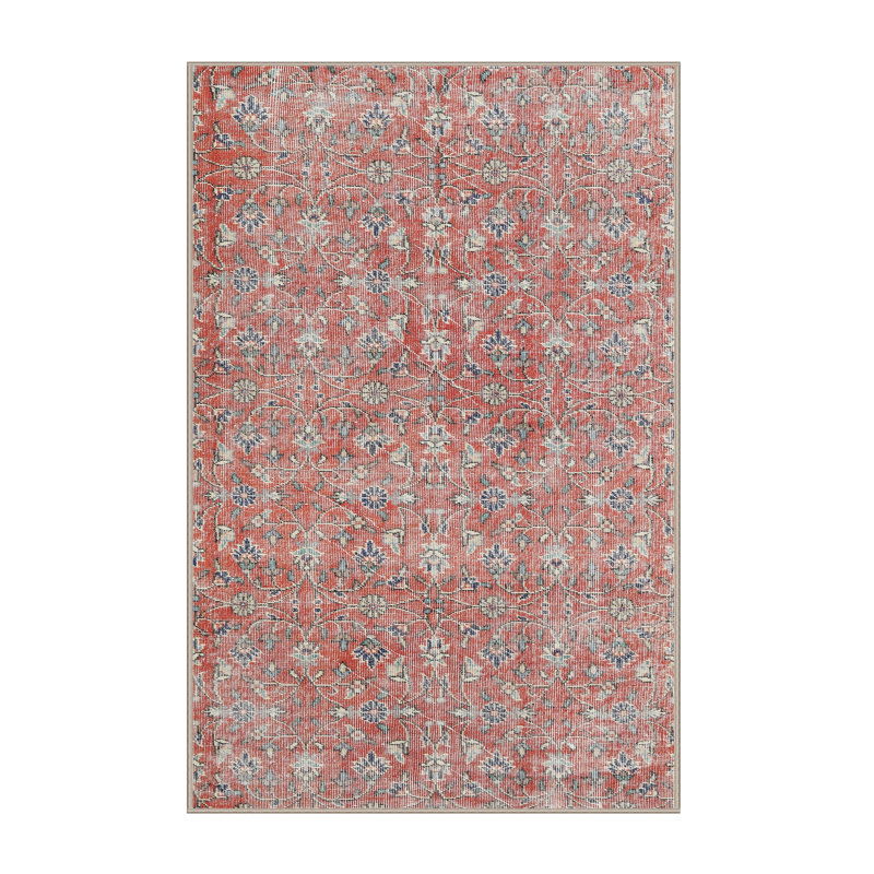 Tapis rouge/beige/bleu traditionnel, Rectangle 3 pi x 5 pi