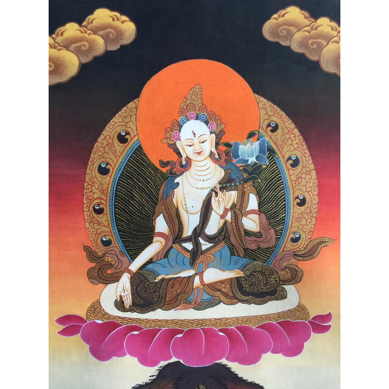 Déesse blanche Tara Thangka (Brocadeless Thangka)