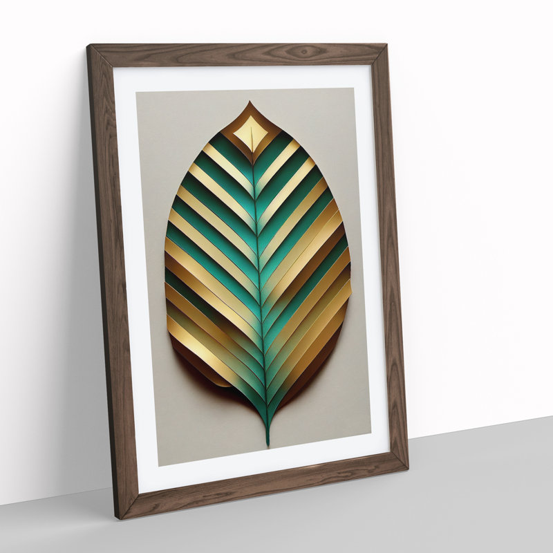 Leaf No.5 - Single Picture Frame Print, 46cm H x 34cm W x 2cm D, Walnut Framed