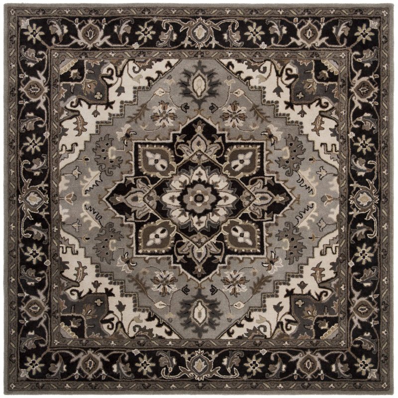 Colliers Royalty Hand Tufted Indian Wool New Zealand Wool Oriental Rug in Silver/Charcoal, Square 7'