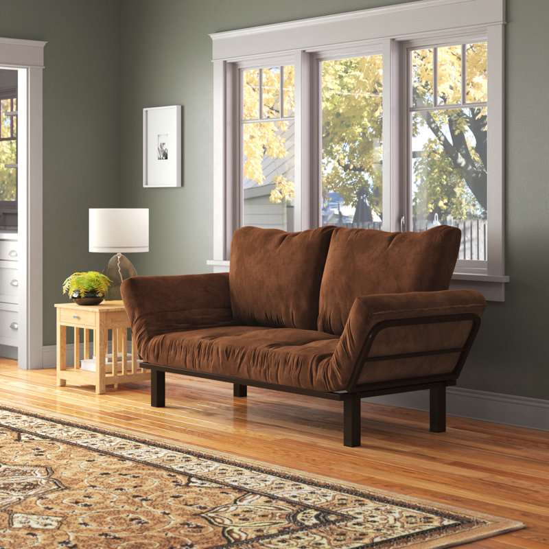 Futon simple 60 po Everett, Noir, Suède chocolat