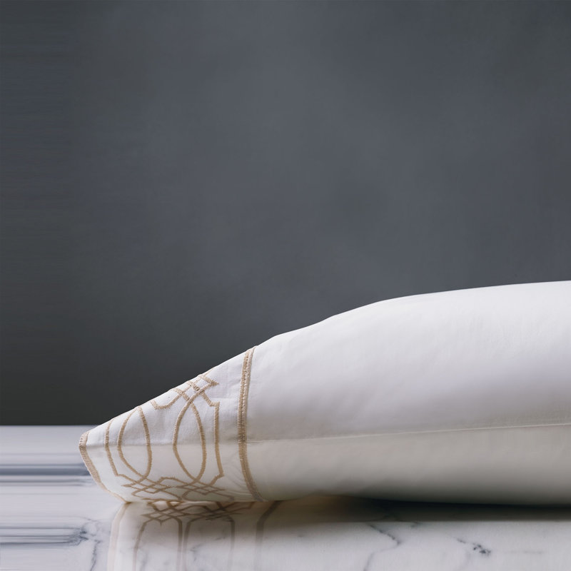 Nicola Egyptian Cotton Percale Geometric, Wheat, Standard Pillowcase