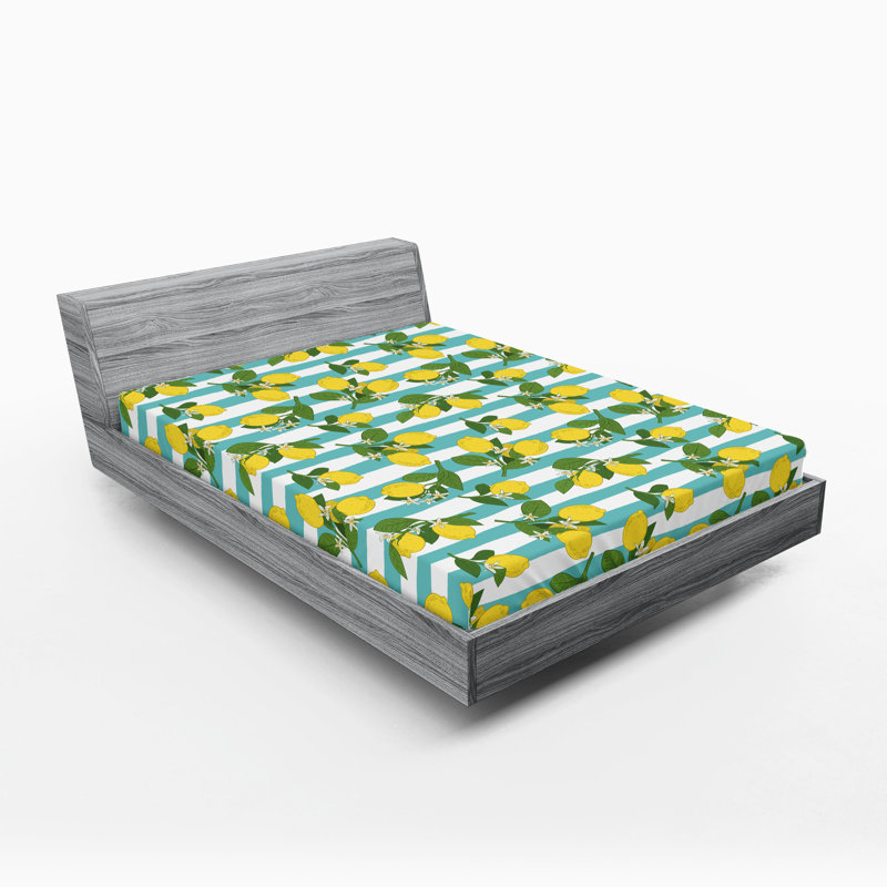 Ensemble de 2 draps-housse Ambesonne Lemons, Drap-housse de taille double
