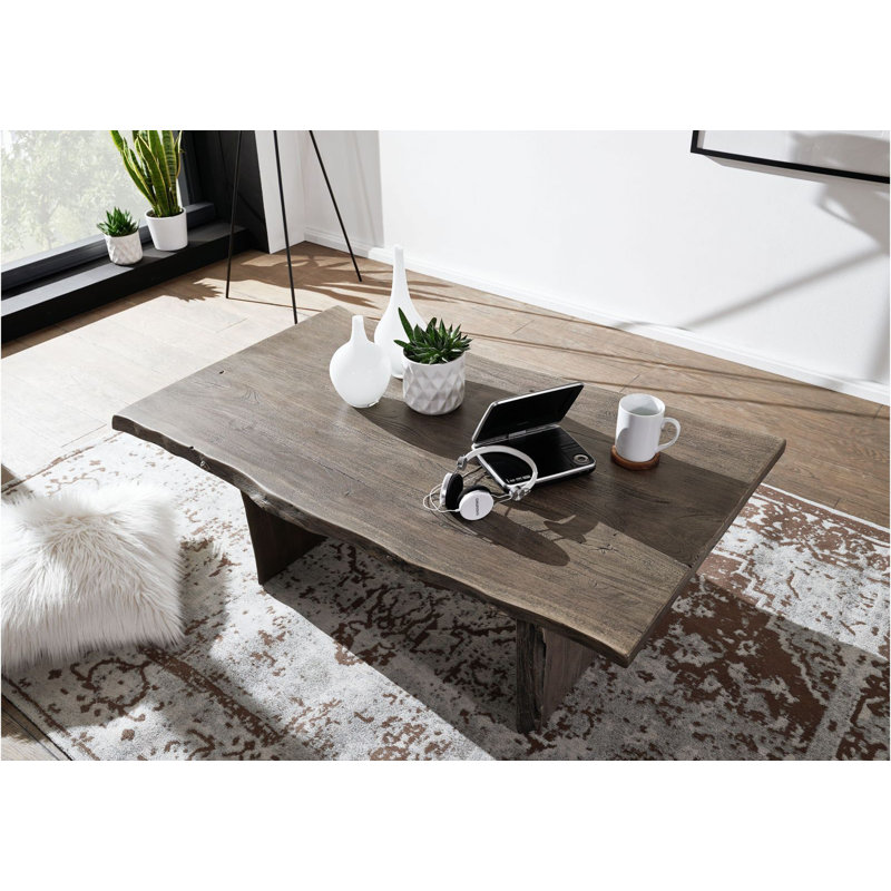Pure Acacia Solid Wood Frame Coffee Table, Grey, H45 x L70 x W120cm