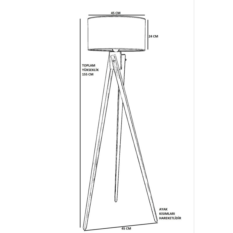 Lampe trépied 61 po Solemi, Naturel