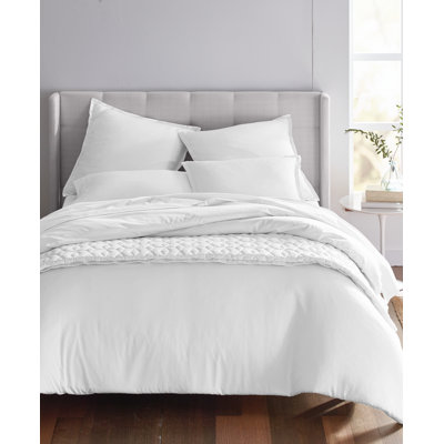 Housse de couette réversible en mélange de coton blanc 3 pièces