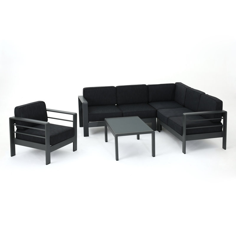 Ensemble de conversation modulaire avec coussins 3 pièces Caggiano