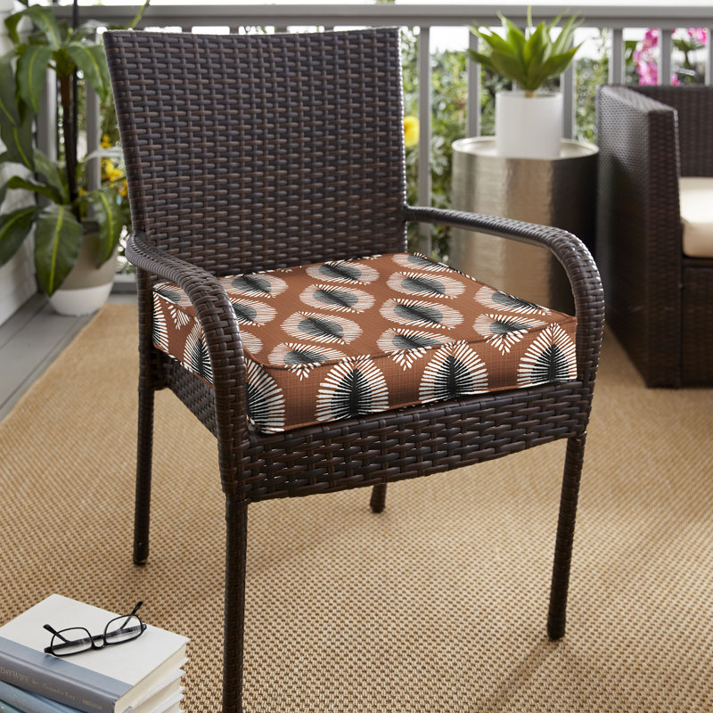 Ine Outdoor 2'' Dining Chair Chair Pad, 20" W x 20" D, Beige/White